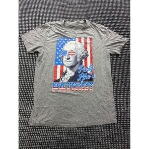 Home of the Brave Graphic Tee Mens XL Gray Party Like a Patriot George
